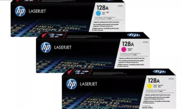 Kit HP 128A Caja Blanca (CE321A-CE322A-CE323A, de 1,300 páginas)
