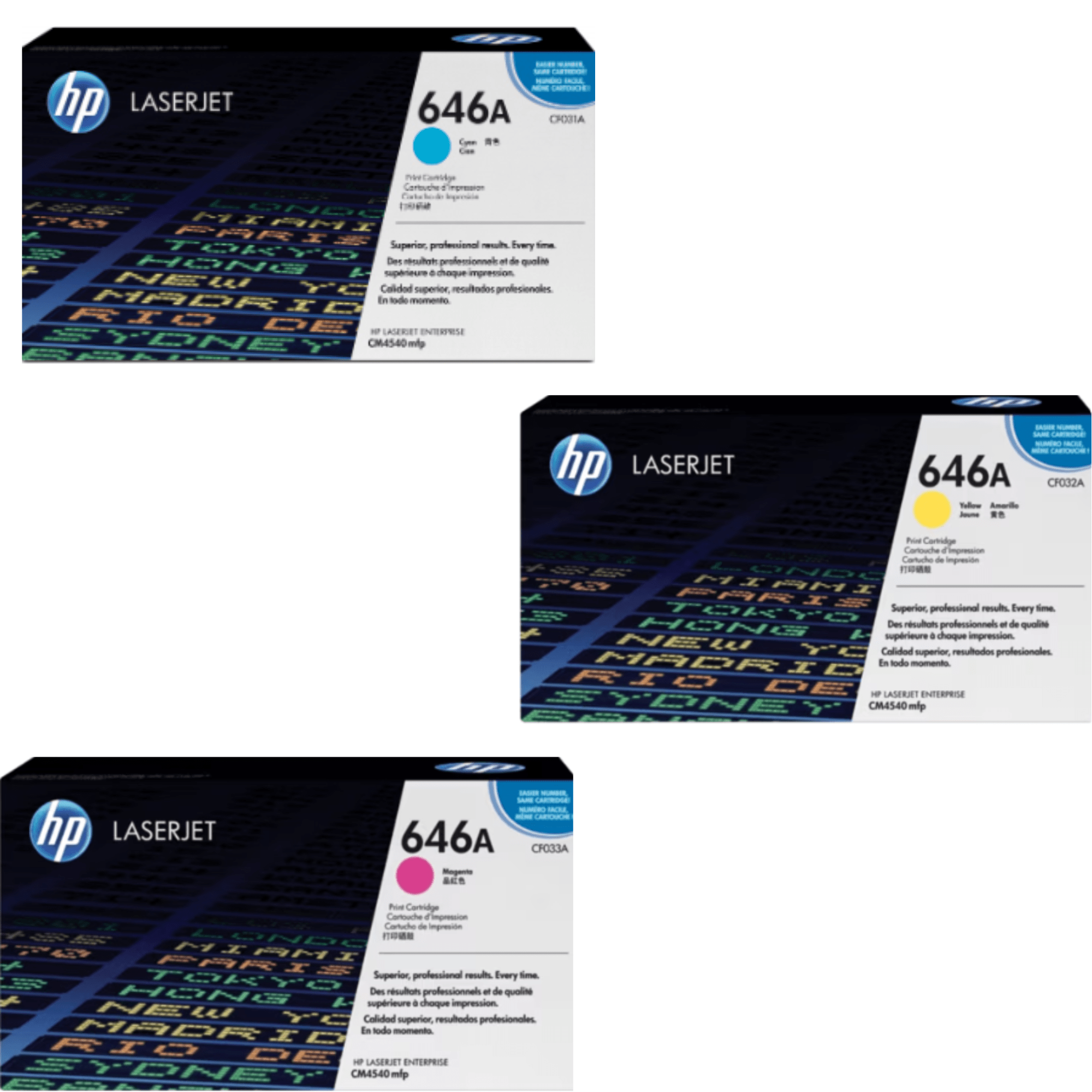 Kit 3 HP 646A (CF031A-CF032A-CF033A, de 12,500 páginas)
