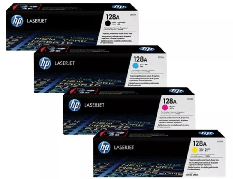 Kit HP 128A Caja Blanca (CE320A-CE321A-CE322A-CE323A, de 1,300 páginas)