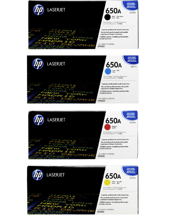 Kit 4 HP 650A x(CE270A-CE271A-CE272A-CE270A de 15,000 páginas)