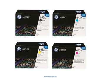 Kit 4 HP 643A (Q5950A-Q5951A-Q5952A-Q5953A, de 11,000 páginas)