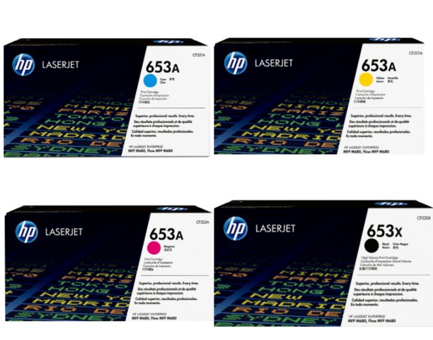 Kit 4 HP 653A (CF320A-CF321A-CF322A-CF323A, de 16,500 páginas)