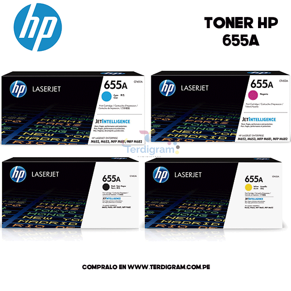 Kit HP 4 655A (CF450A-CF451A-CF452A-CF453A, de 12,500 páginas)