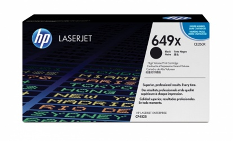 Cartucho de Tóner Negro Original HP 649X (CE260X) de Alto Rendimiento para LJ