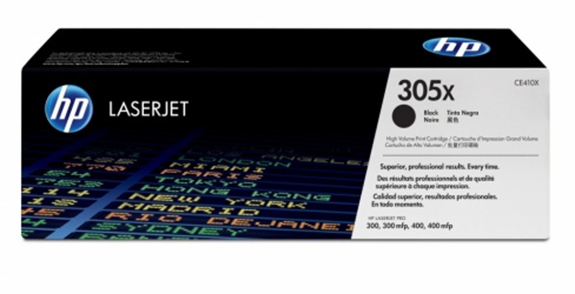 Cartucho de Tóner Negro Original HP 305X (CE410X) de Alto Rendimiento para LJ