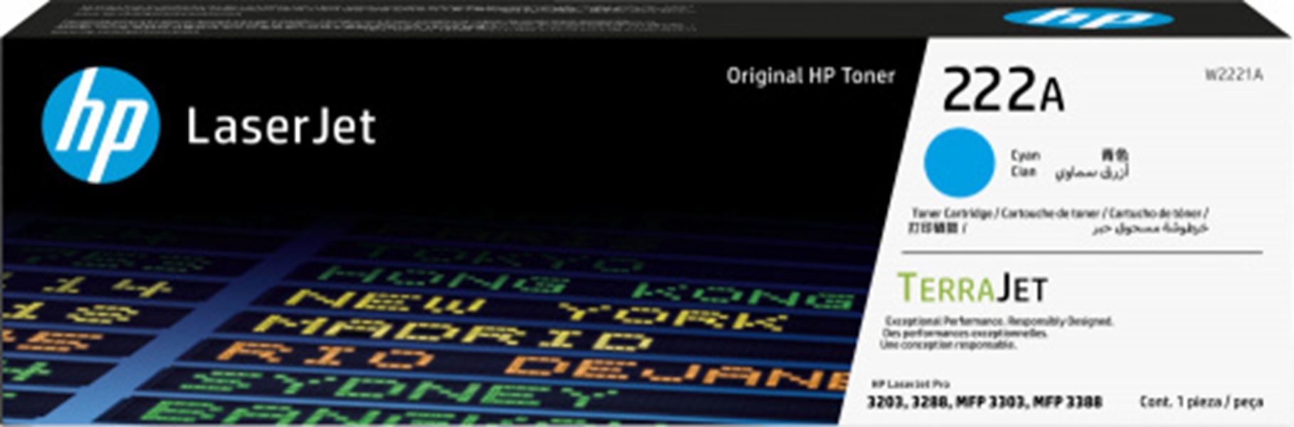 Cartucho de Tóner Cian Original HP 222A (W2221A) para LJ
