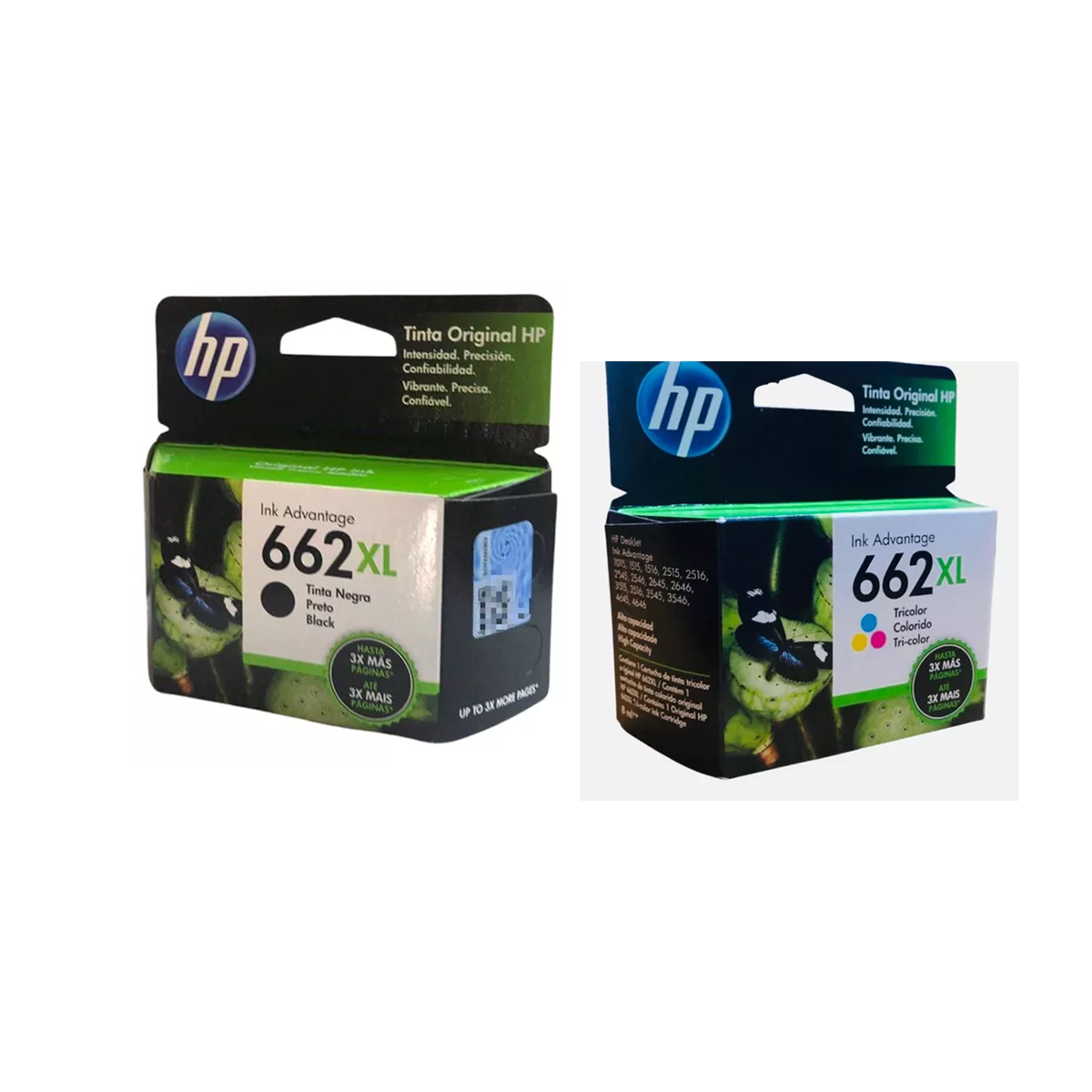 Juego de 2 Cartuchos de Tinta HP 662XL Negro y Tricolor Original