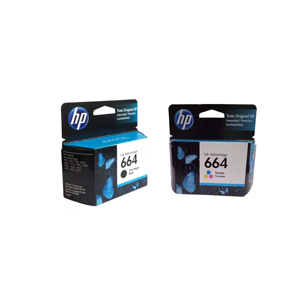 Juego de 2 Cartuchos de Tinta HP 664 Negro y Tricolor Original