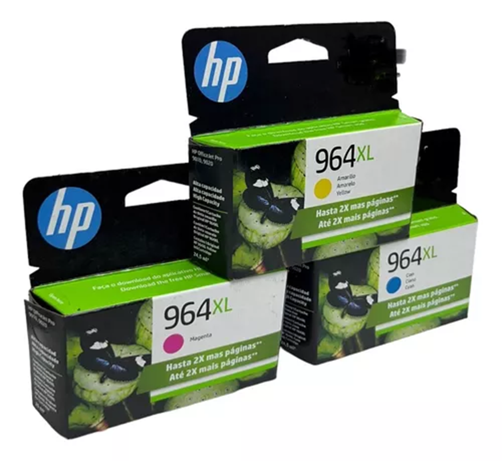 Juego de 3 Cartuchos de Tinta HP 964XL Cian, Amarillo, Magenta Original