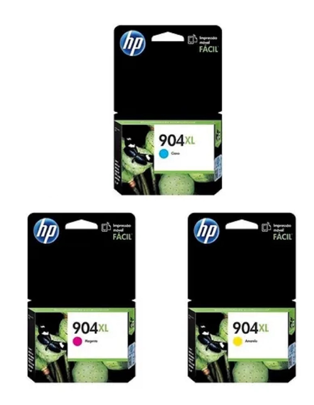 Juego de 3 Cartuchos de Tinta HP 904XL Cian, Amarillo, Magenta Original